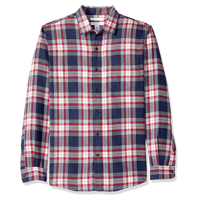 Custom print embroidery logo man shirt casual classic vintage thermal flannel shirts wholesale