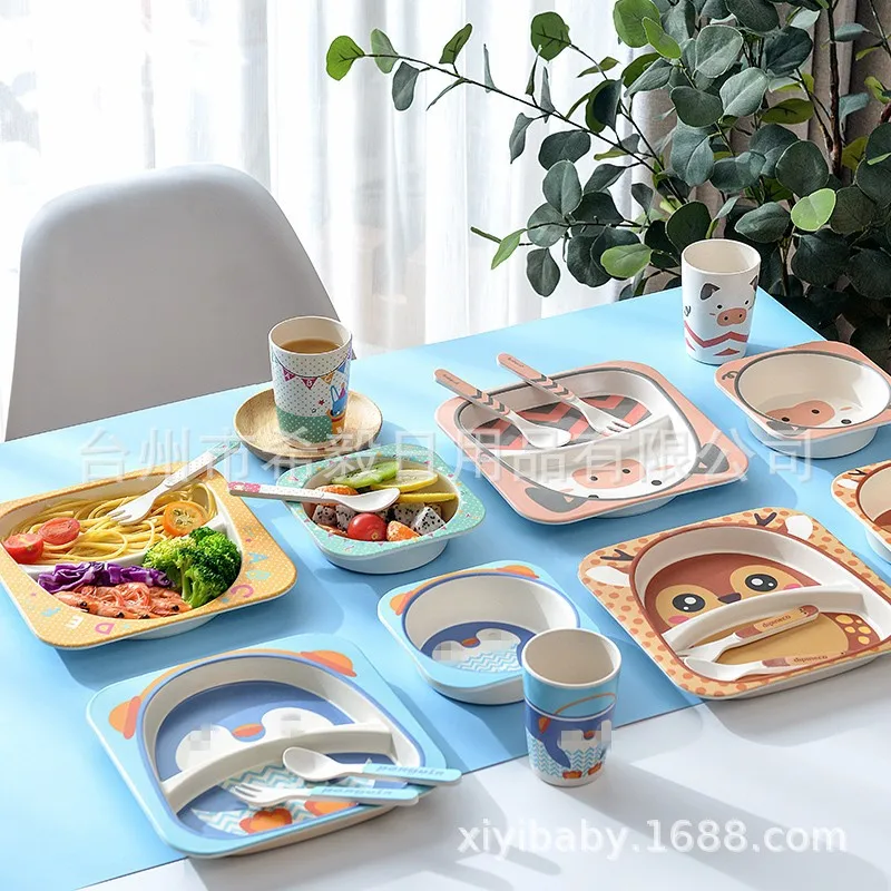 HY custom environmental friendly degradable and recyclable bamboo fiber tableware set