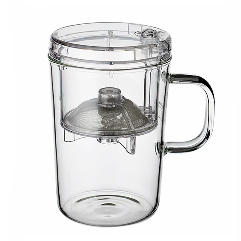 Чашка для чая из боросиликатного стекла с фильтром и крышкой термостойкий горячий напиток заваривания листового