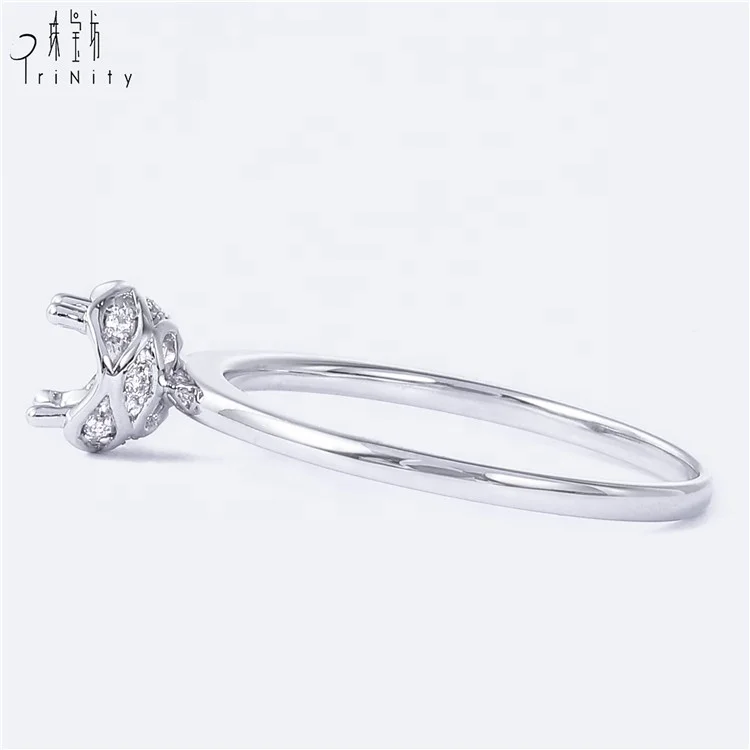 Beautiful Floral Design 18k Gold Ring Installation Fashionable Jewelry Solid Gold Semi Mounting Ring For Women