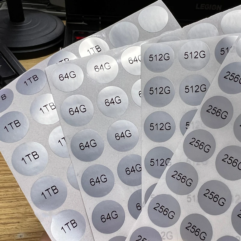 Custom adhesive 256GB 512G 1TB hard disk capacity label Mobile Capacity Identification sticker