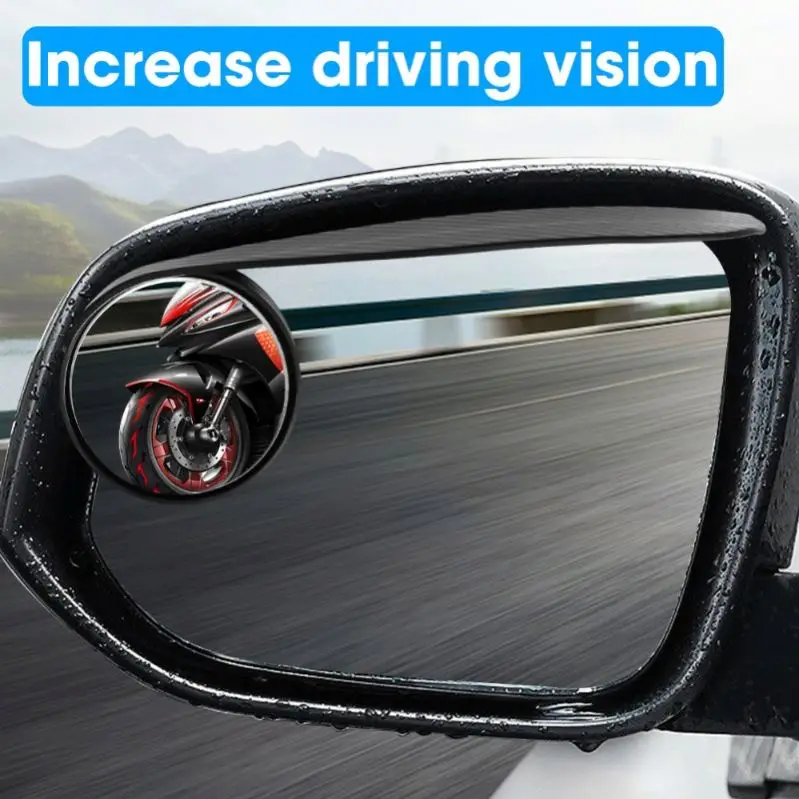 Car Rearview Rain Eyebrow Blind Spot Mirror Small Round Mirror 360 Degrees Wide Angle HD Frameless Parking Auxiliary Mirror Au