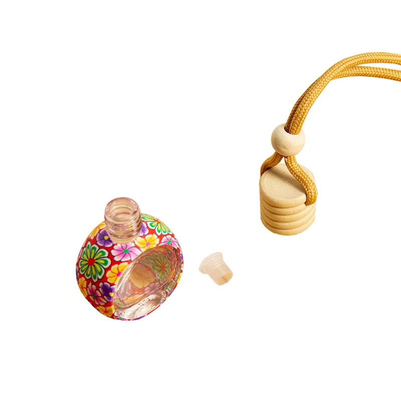 Factory Price Lovely Design Tyre Shape Clear Bottle Wholesale 8ml Polymer Clay Decorated Car Fragrance Bottle