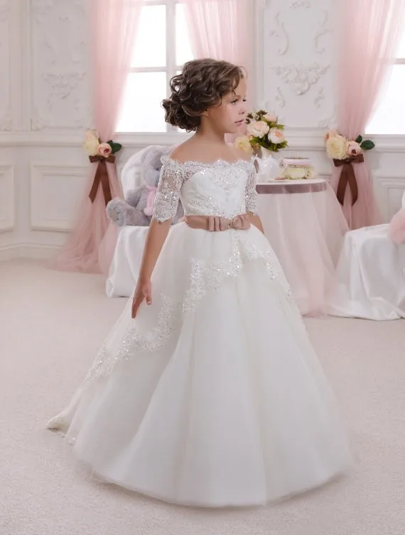 
Модная детская одежда AliExpress Amazon, самое красивое свадебное платье для девочек с цветами, галстук-бабочка с бриллиантами, платье принцессы для девочек 