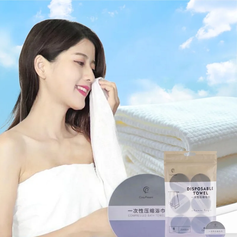 New Products 2024 Customized logo 100% Cotton Magic Disposable Facial Towel Tablets Compressed Bath Towel