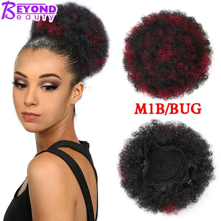 Synthetic Hair Chignon Afro Kinky Bun Curly Chignon Hair Short Drawstring Chignon Bun