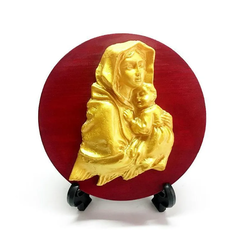 Home Decoration The virgin holds Jesus Catholic Cross Orthodox Icons Relics Crafts Christ Mary Gifts Wood Panels Inlaid
