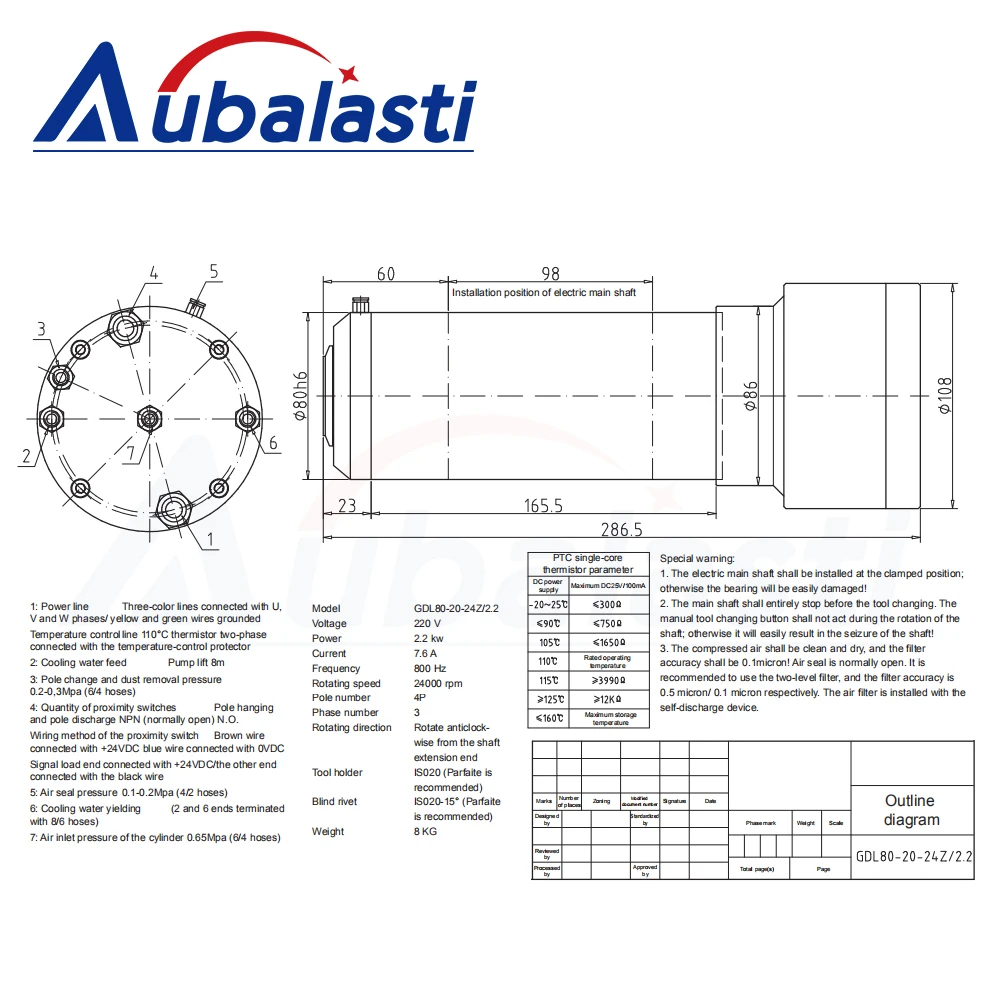 2.2KW шпинделя УВД 3HP ISO20 24000 об/мин 220V 7.6A 800 Гц 80 мм автоматическая смена инструмента мотор Силовые транзисторы NPN PNP для фрезерный станок с