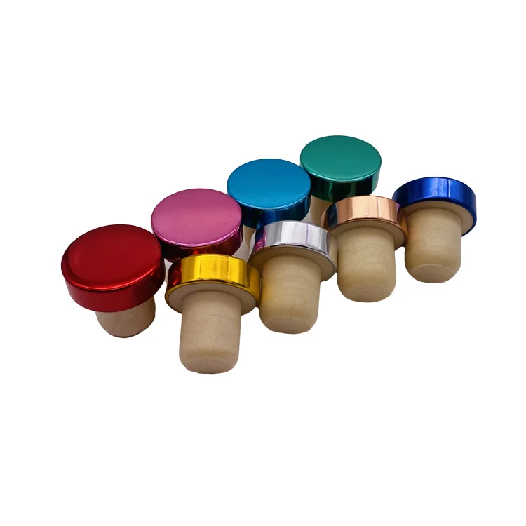 Customized luxury wooden bar top cap T shape wine / spirits synthetic cork bottle stopper