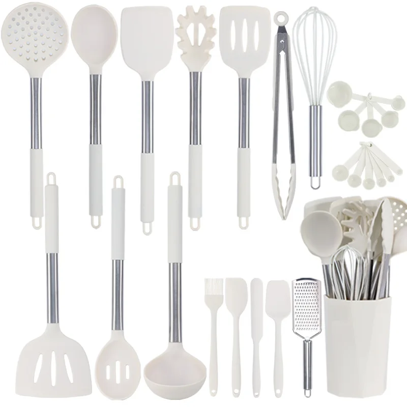 FACTORY SELL stainless steel silicone kitchenware kitchen utensils new diamond shaped bucket kitchenware 24 sets