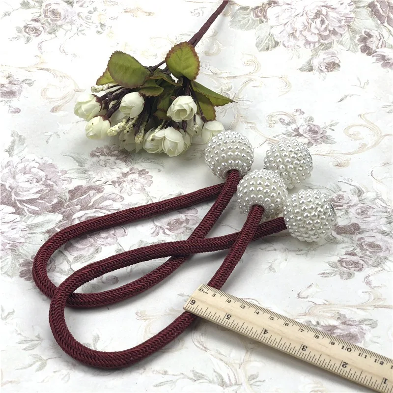2PCS Pearl Magnetic Curtain Clip Curtain Holders Tie Back Buckle Clips Hanging Ball Buckle Tie Back Curtain Decor Accessories