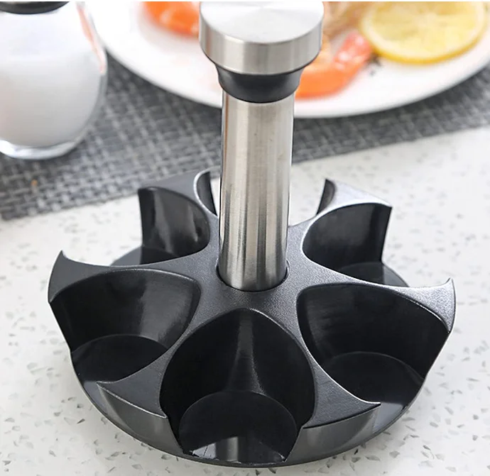 6-Jar Seasoning Organizer Holder 360° Rotation Shelf Tower Set with 6 Glass Spice Refill Containers Jars