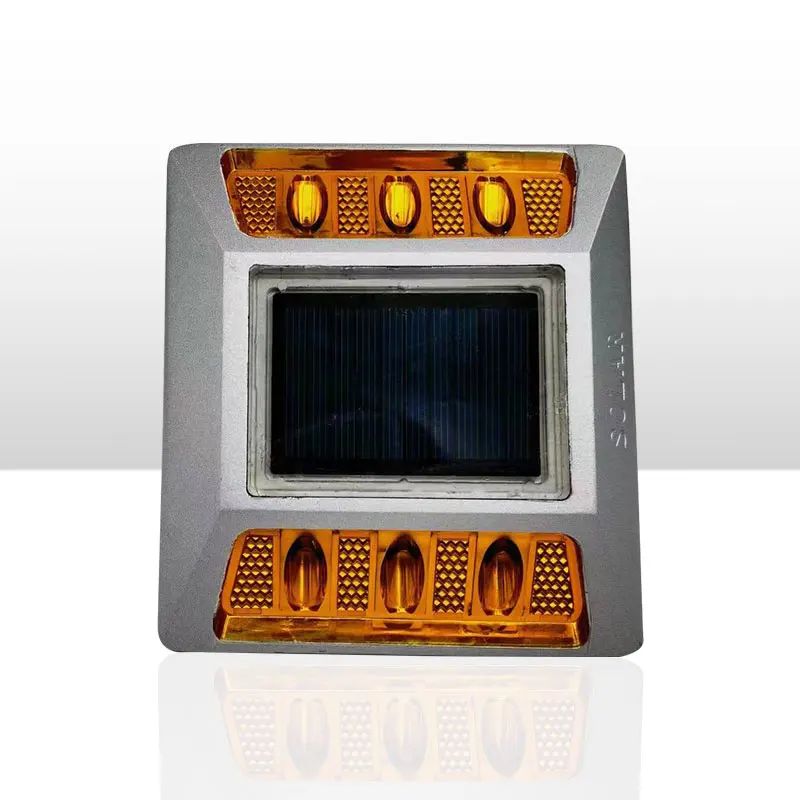 Aluminum IP68 Solar LED Road Stud Green Traffic Marking Reflectors with Flashing Lights Underground Street Signaling Lights
