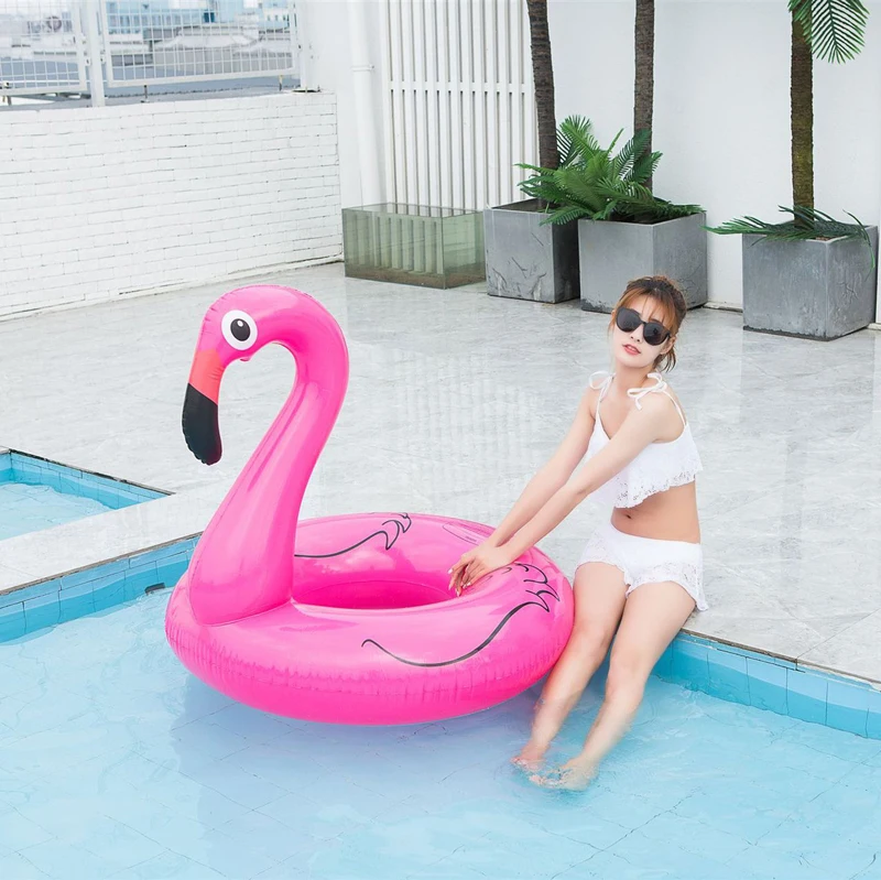 Hot selling Pvc Inflatable Flamingo Swim Ring for kids and adults