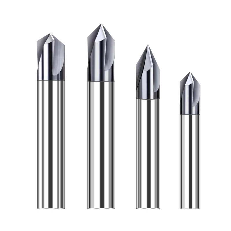 Customized Tungsten Carbide 60 Degree Chamfering End Mill 2 / 3 Flutes V Groove Chamfer Milling Cutter
