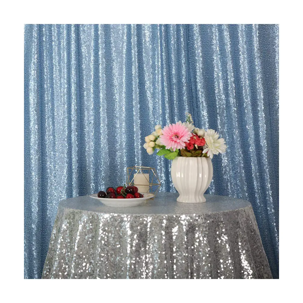 Wholesale Concert Wedding Birthday Event Party Decor 5ft x 7ft Light Blue Sequin Curtain Backdrop
