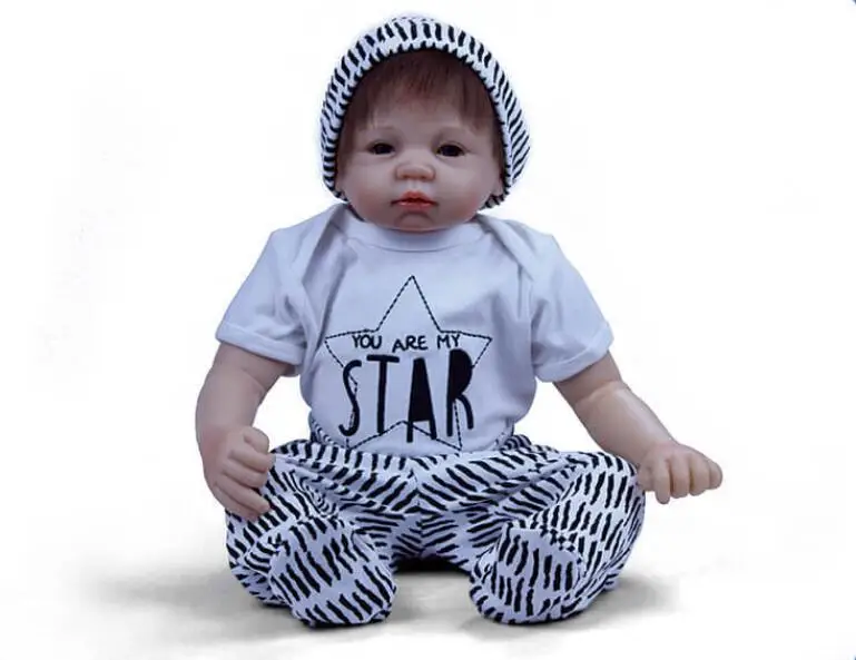 Style 22 Inch Reborn Baby Paly Doll Soft Silicone Touch Real Cosplay Gray Rat Boy with Rooted Mohair Babe Doll New Design