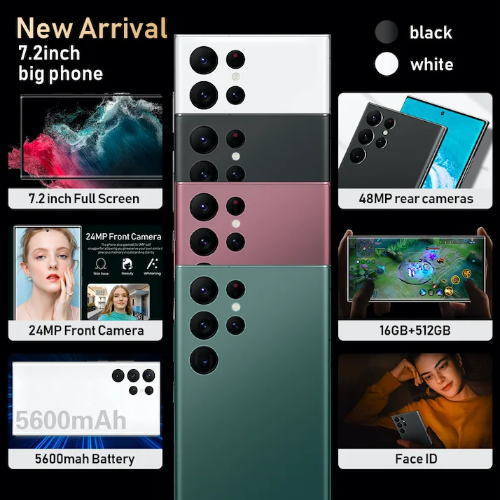 Hot Selling 2022 NEW Galaxy S22 Ultra 5g Phone 7.3 Inch 16Gb + 1Tb Android Smartphone Android 12.0 Mobile Phones