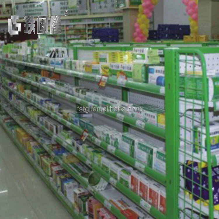 Modern Steel Medicine Rack Pharmacy Shelves for Pharmacy Shop Interior Design