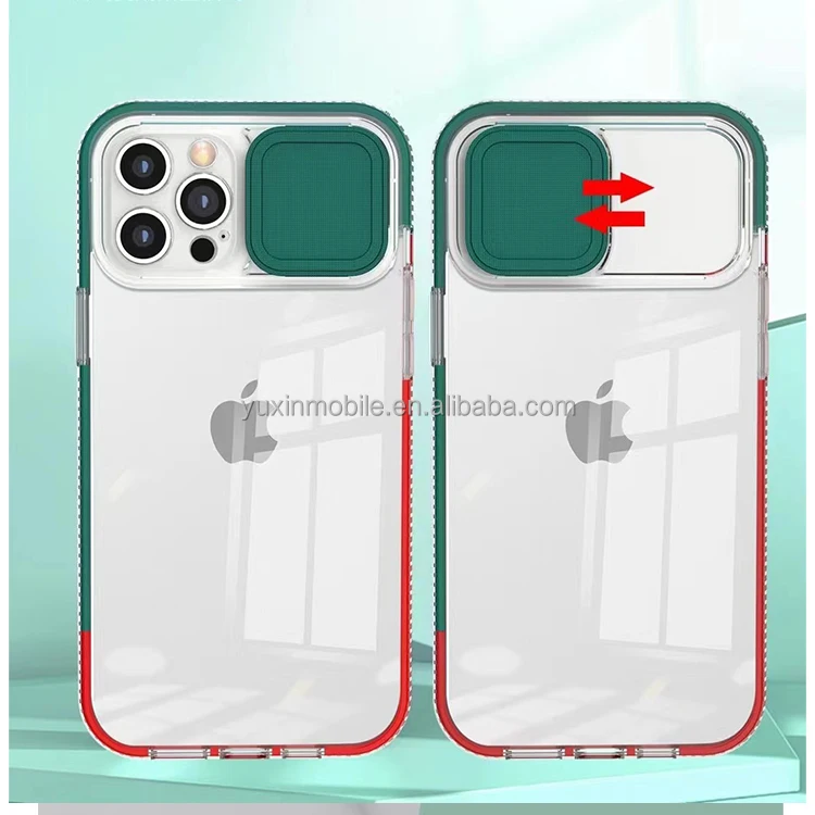 Double Color Camera Protective Push Slide Window Shockproof TPU Mobile Phone Cover for Redmi Note 11 Note 11pro HOT 11 play