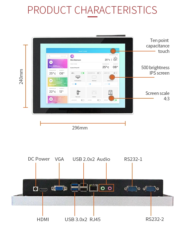 Linux Industrial Embedded PC with 12.1 inch capacitive Touch Panel