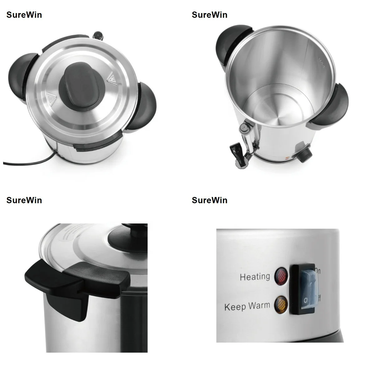 12L Stainless Steel Drinking Hotter Warmer Heating Element Mulled Urns Electric Water Boiler for drinks shop/coffee shop