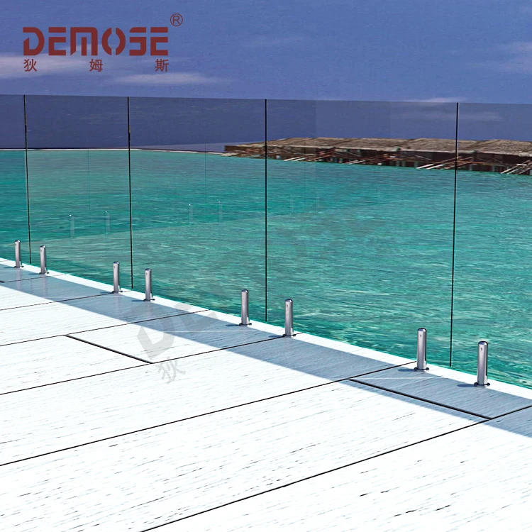 fascia mount stainless steel spigot glass railing for balcony with slot tubular handrail