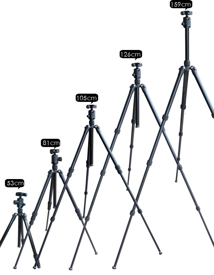 Hot Selling Multiple Function Aluminum Professional Video Camera Tripod with CNC Ball Head Twist-lock for Recording