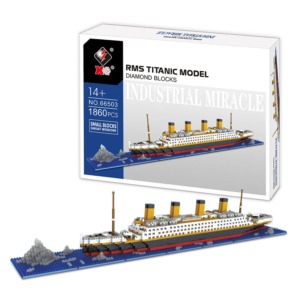 3D Titanic Model Ship Micro Diamond Plastic Building Blocks DIY Toys 1860pcs Mini Bricks Education Toy