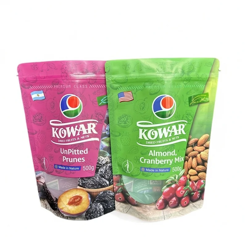 Resealable Food Packaging Bags Dehydrated Cranberries Dried Fruits Unpitted Prunes Peanut Cashew Nuts Packaging Zipper Bags