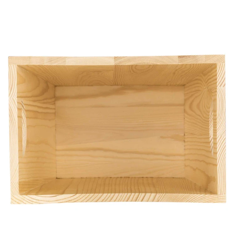 Natural wood square wastebasket trash can unfinished recycle basket for house