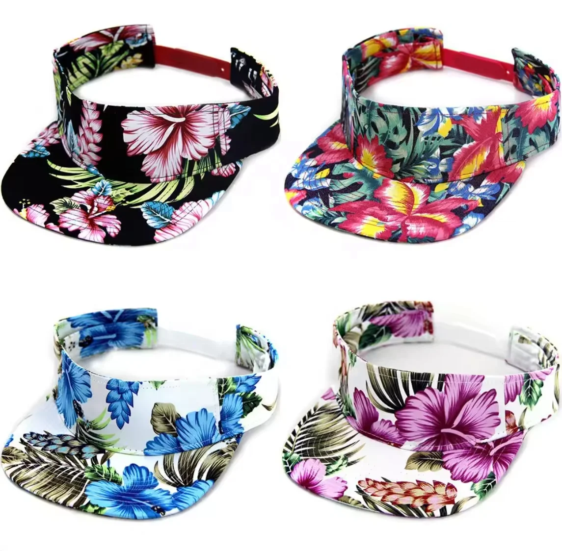 High Quality Low MOQ Custom Print Cotton Flat Brim Summer Sun Visor Cap Hat