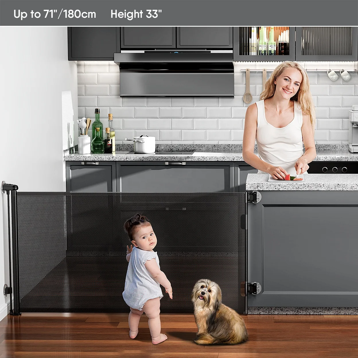 22023 ready to ship Retractable safety gate for stairs baby gate wall protector Retractable metal doors for pets and babies