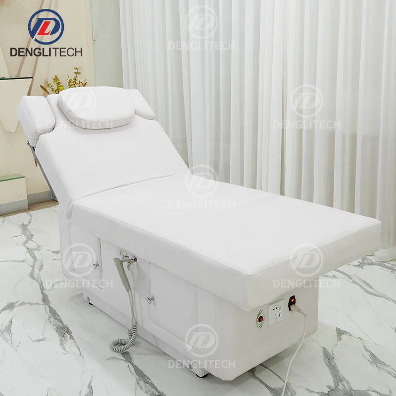Thai Modern Pillow Latex Mattress Hydraulic Facial Bed Tattoo Chair Massage White Curved Thermal Salon Bed Beauty Massage Table