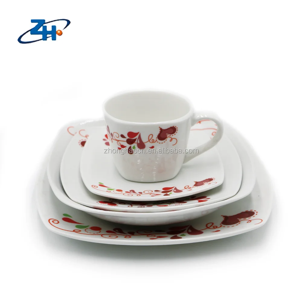 Purple Ceramic Porcelain Dishes Plates Dinner Set Dinnerware Purple Camping Custom White Tableware Country for Hotel Restaurant