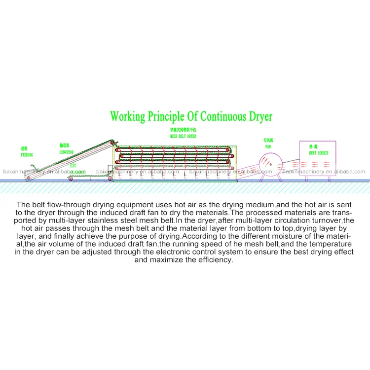 Industrial Mesh Belt Continuous Fruit and Vegetable Dryer
