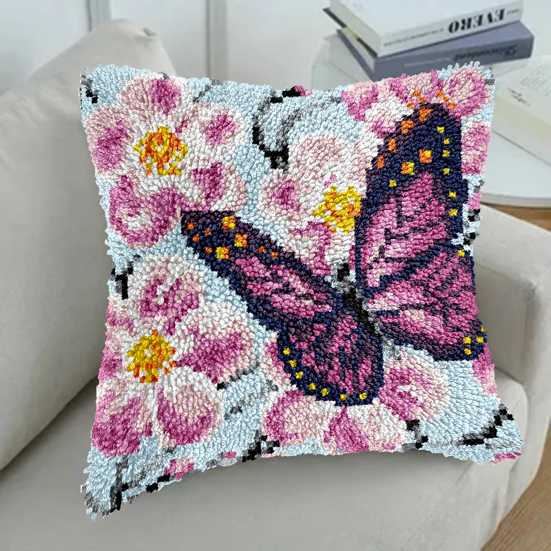 Morden pre-printed canvas crochet yarn embroidery kits throw pillow cover animal elk latch hook cushion kits for Adults Beginner