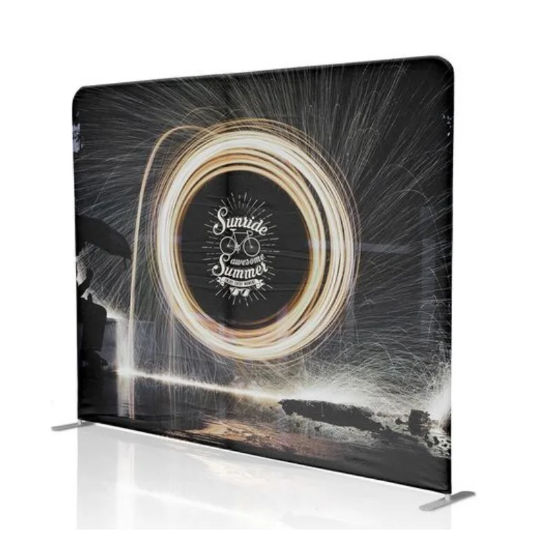 Custom Design 8ft 10ft Straight Backdrop Tension Fabric Portable Pop Up Backdrop Trade Show Display Photo Booth Backdrop