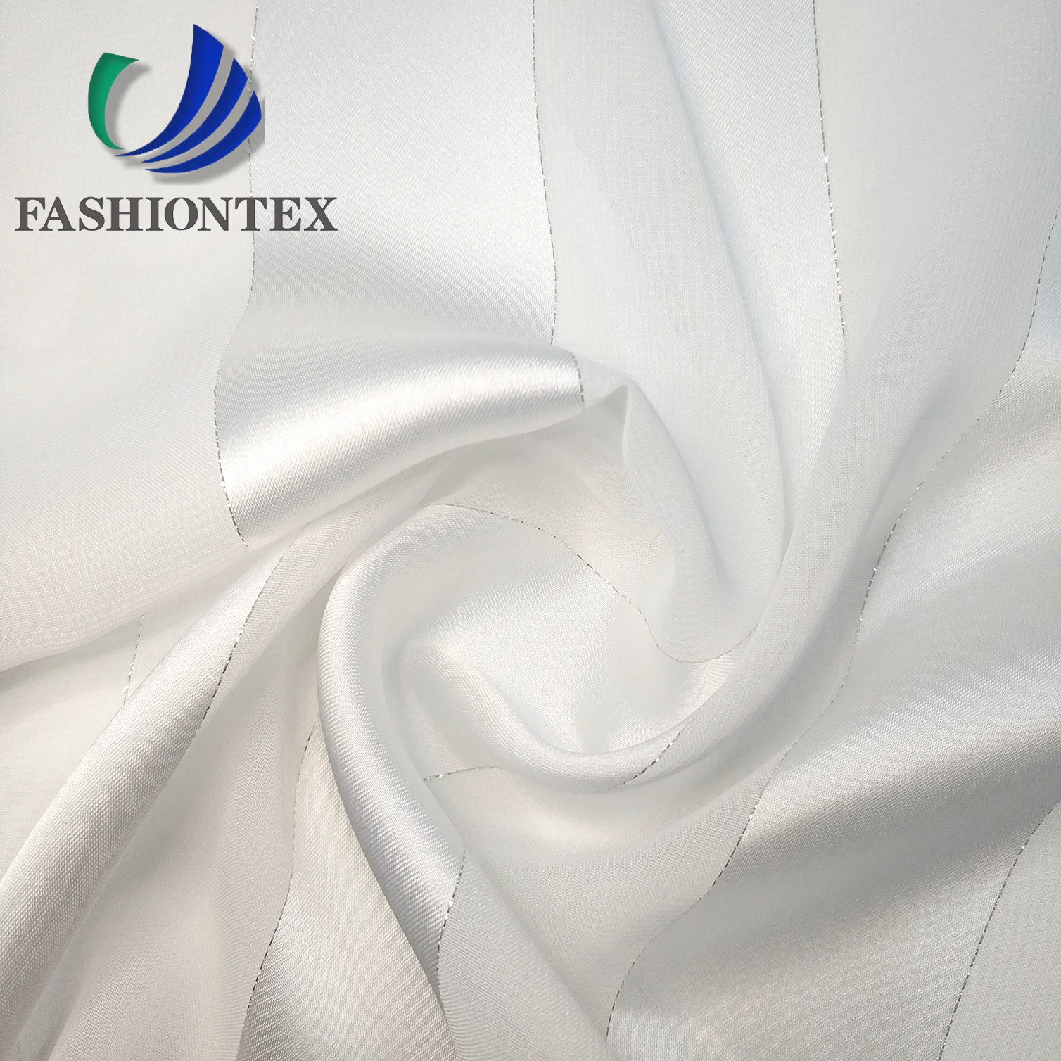 100% Polyester Silver Lurex Wide Satin Strip Chiffon Fabric Women Clothing Fabric