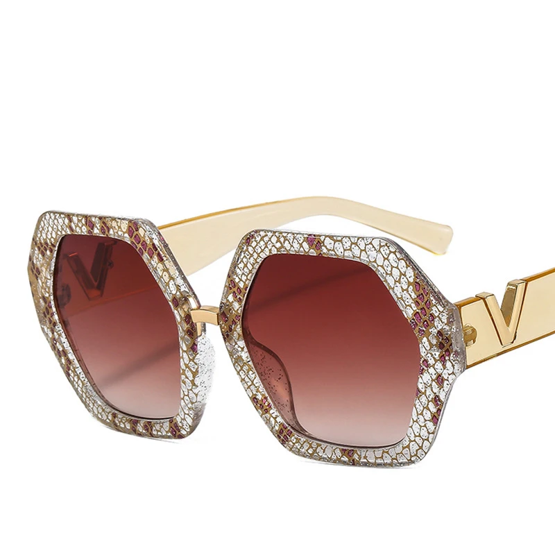 new Personalized polygonal snake pattern women shades fashion luxury sunglasses wholesale custom logo fashion glasses vintage