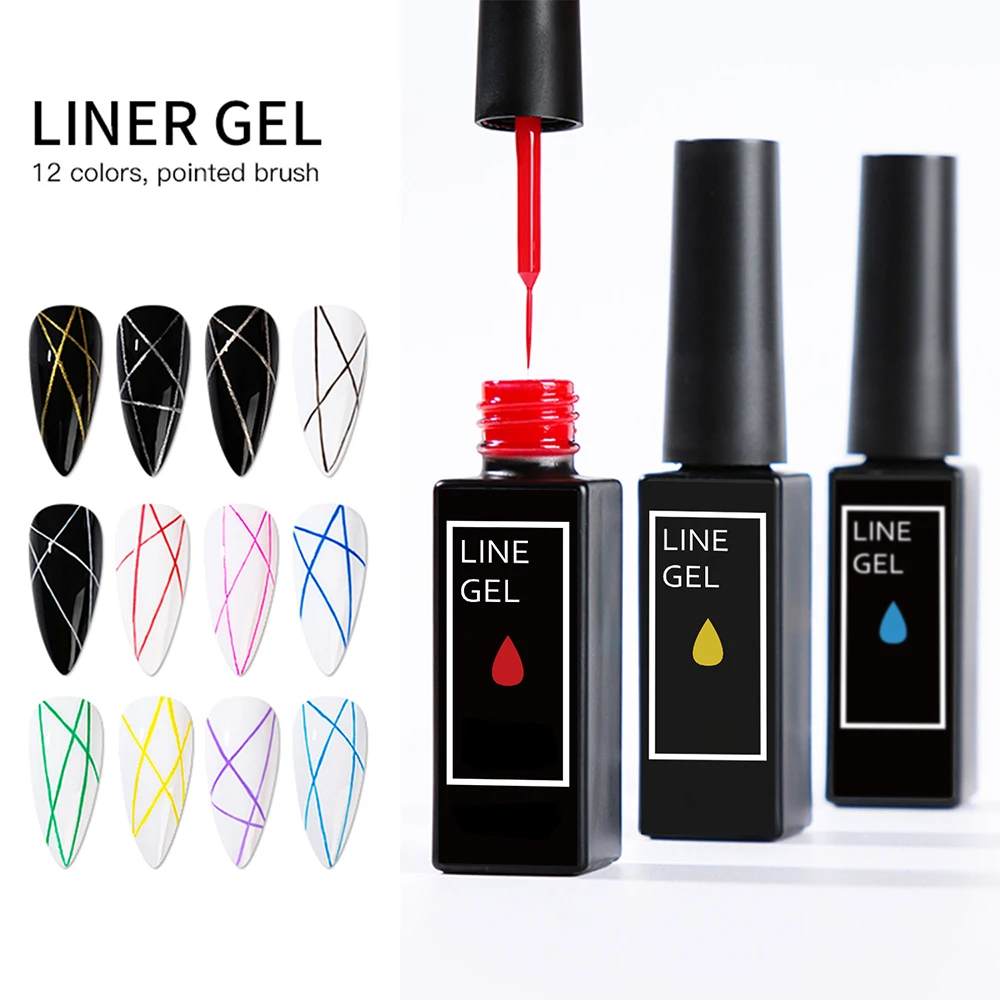Wholesale Custom High Quality Nail Art Polish New Arrival Gel Liner Gel Polish 12 Colors Nail Polish Set