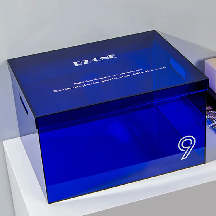 Acrylic box custom translucent dust proof storage box Beauty clam shell cover with hand gift display box