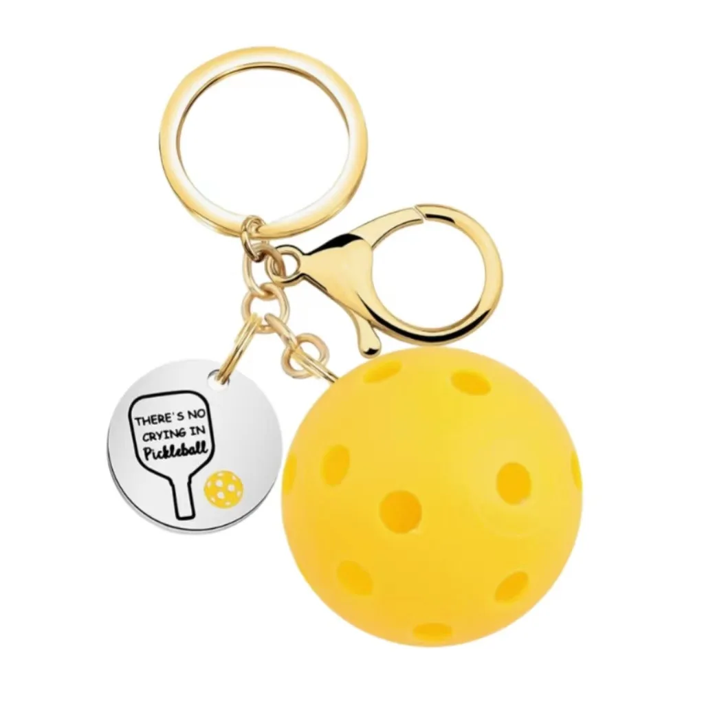 personalized gift acrylic metal bulk ornament stainless steel sport keyring charms mini key chains custom pickleball keychain