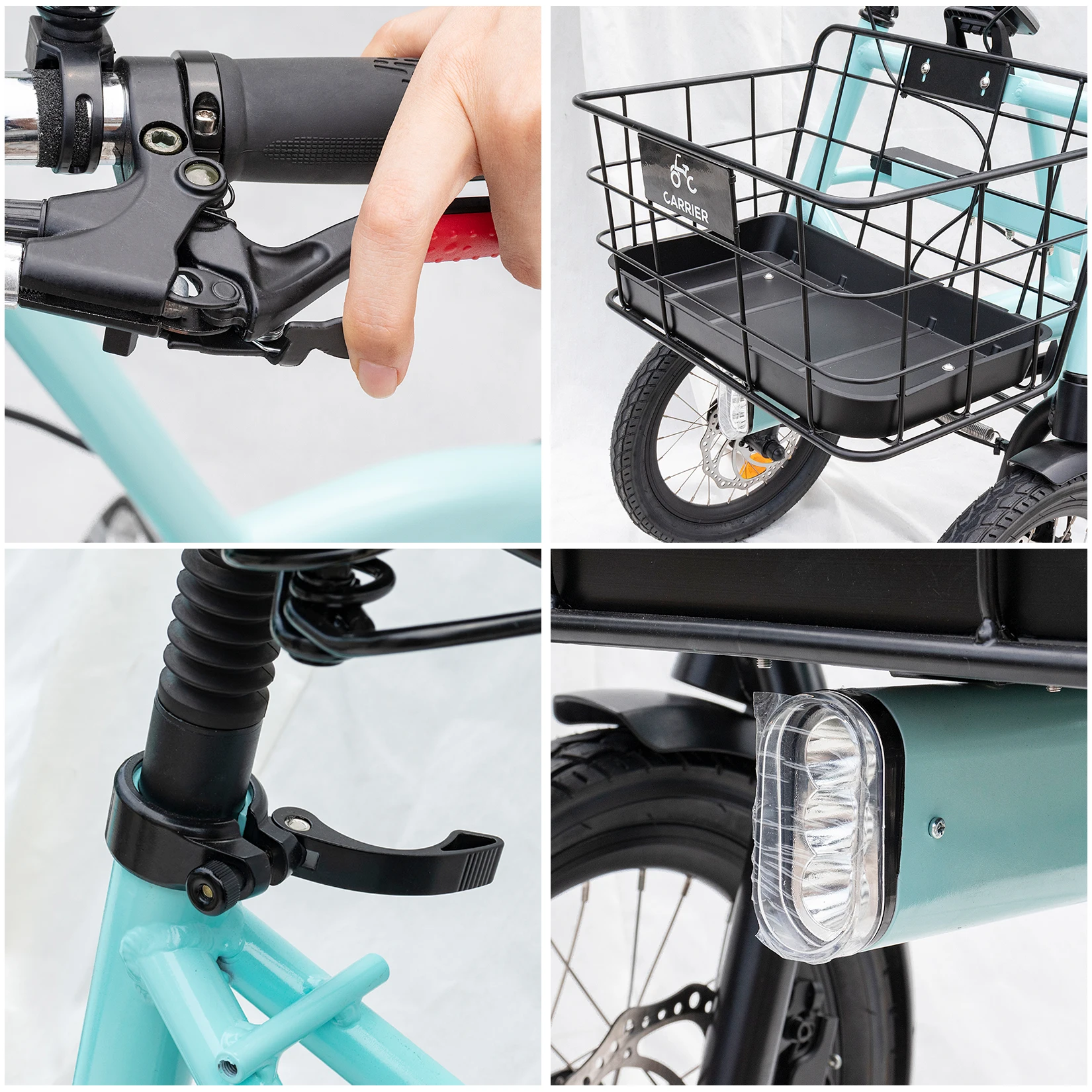 Adult Elderly Seniors Electric Tricycle Trike Cruise Three-Wheeled Cargo with Front Basket for Shopping