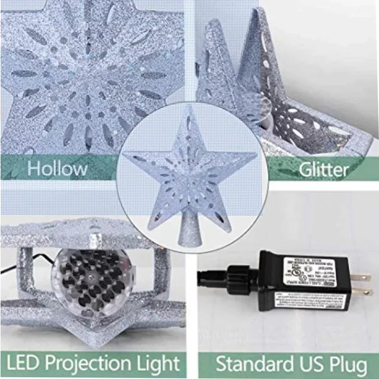 Hot selling Christmas tree topper lights led flashing star lights led rotating projector lights for holiday decoration