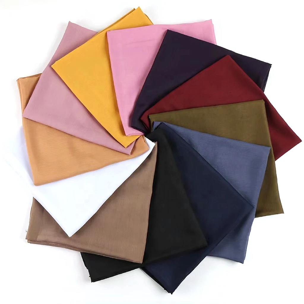 2023 Wholesale Premium Solid Color Viscose Cotton Voile Plain Square Headscarf Shawl Muslim Malaysia Islam Women Hijab Scarf