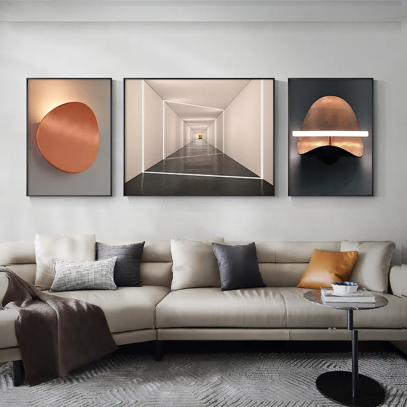 Light luxury fashion 3 pairs of painting crystal porcelain living room home front office decoration paintings and wall art