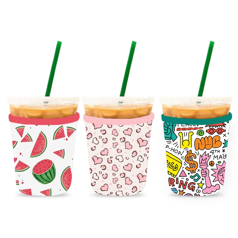 Logo Print Insulated Hot Iced Coffee Sleeve Holder Reusable Custom Neoprene Coffee Cup Sleeve