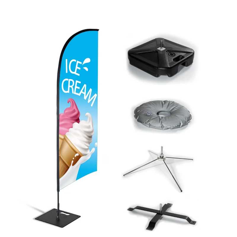 Advertising banner stands custom logo bali printing polyester pole teardrop promotional flying beach feather flag