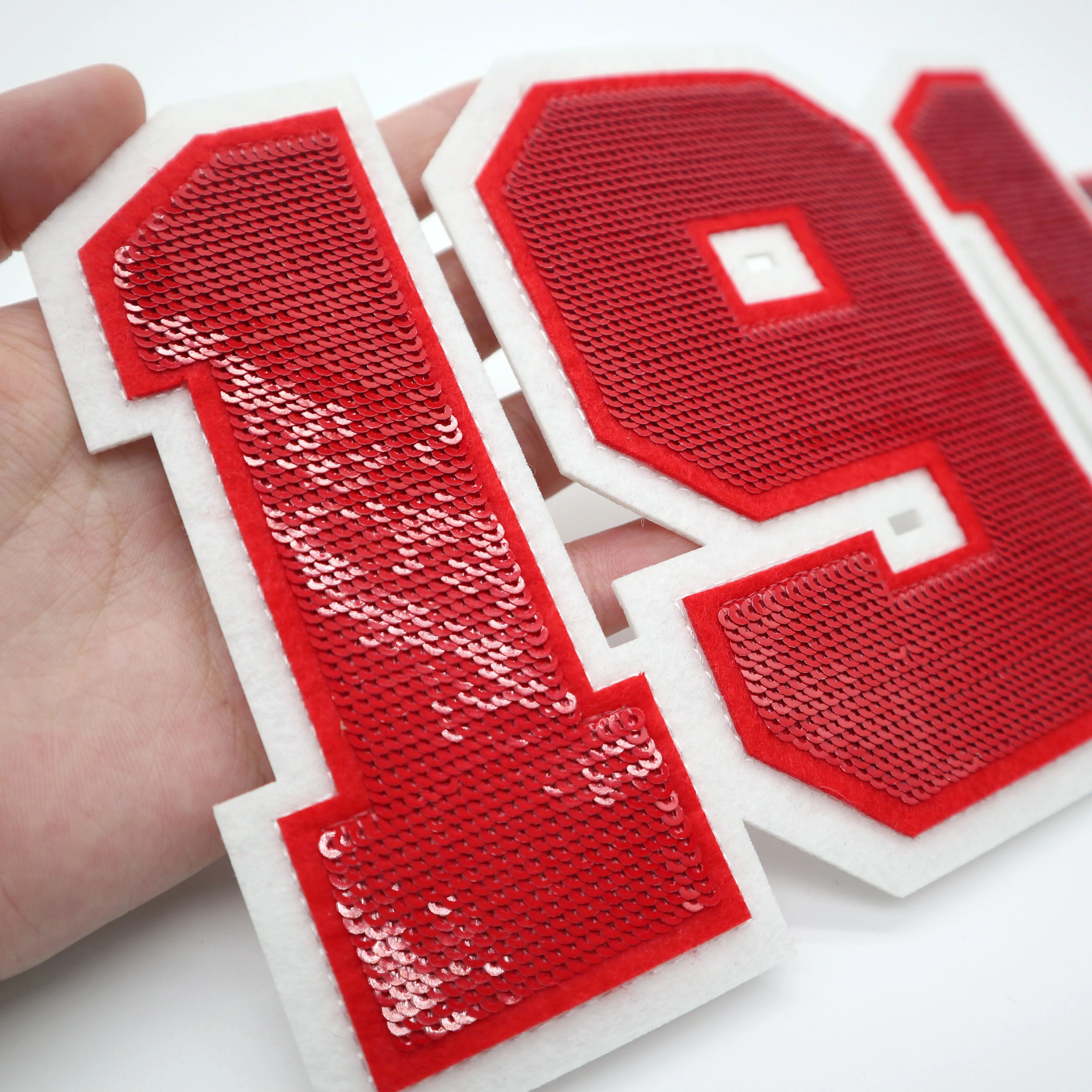 Sorority Found Year 1913 Sequin Patch Custom Red DST Chenille Iron On Patches for Clothes